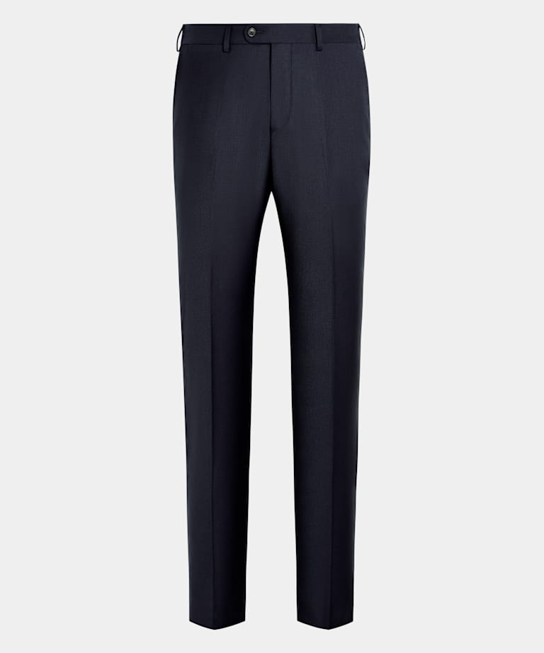 Navy Slim Leg Straight Suit Trousers