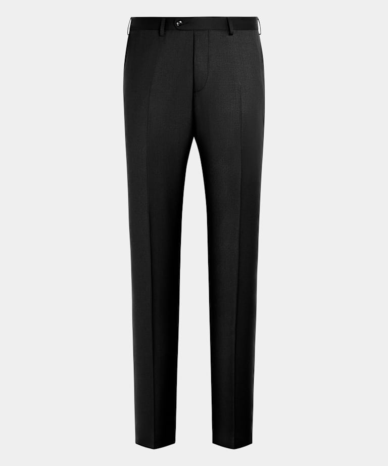 Black Slim Leg Straight Suit Trousers