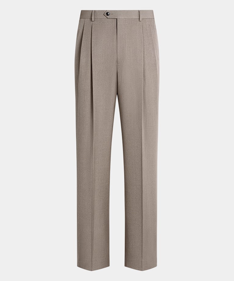 Mid Taupe Wide Leg Suit Trousers