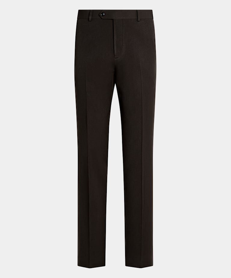 Dark Brown Straight Leg Suit Trousers