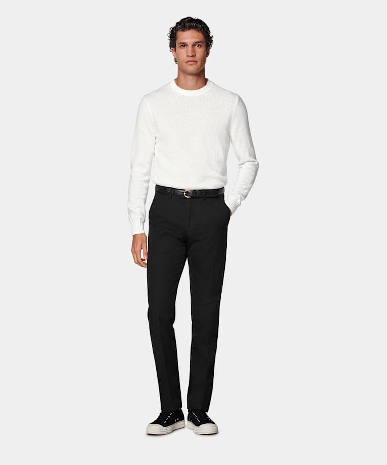Black Slim Leg Straight Chinos