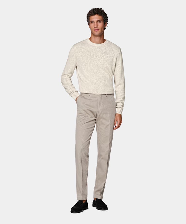 Taupe Slim Leg Straight Chinos