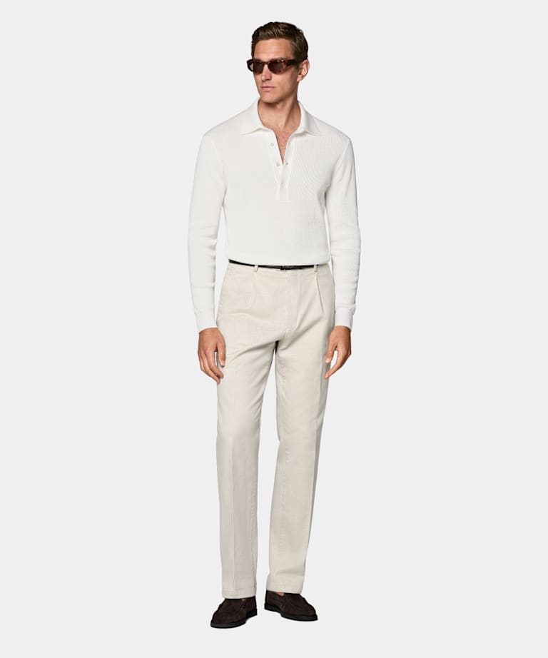 Sand Wide Leg Tapered Chinos