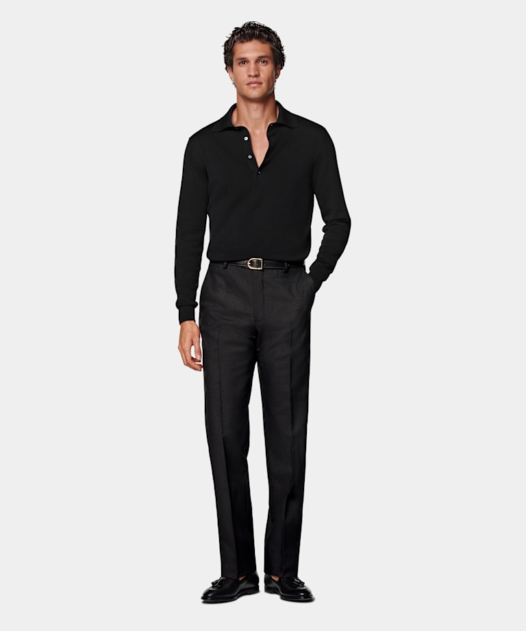 Black Straight Leg Suit Trousers