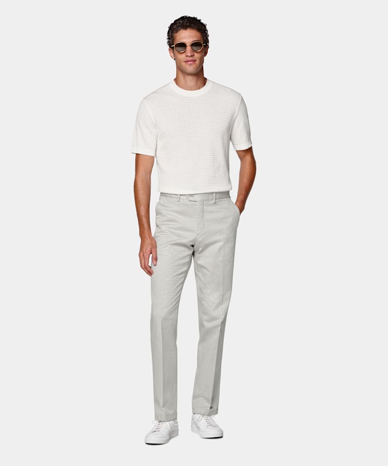 Light Grey Slim Leg Straight Chinos