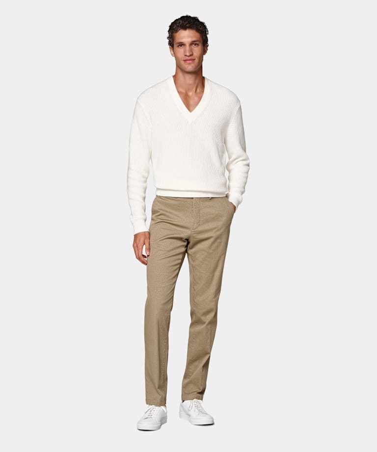 Light Brown Slim Leg Straight Chinos
