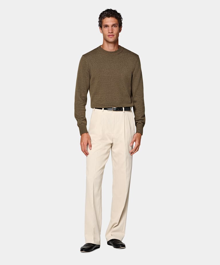 Light Brown Wide Leg Straight Chinos