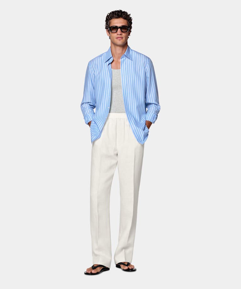 Off-White Wide Leg Straight Trousers