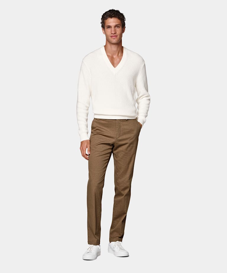 Mid Brown Slim Leg Straight Chinos