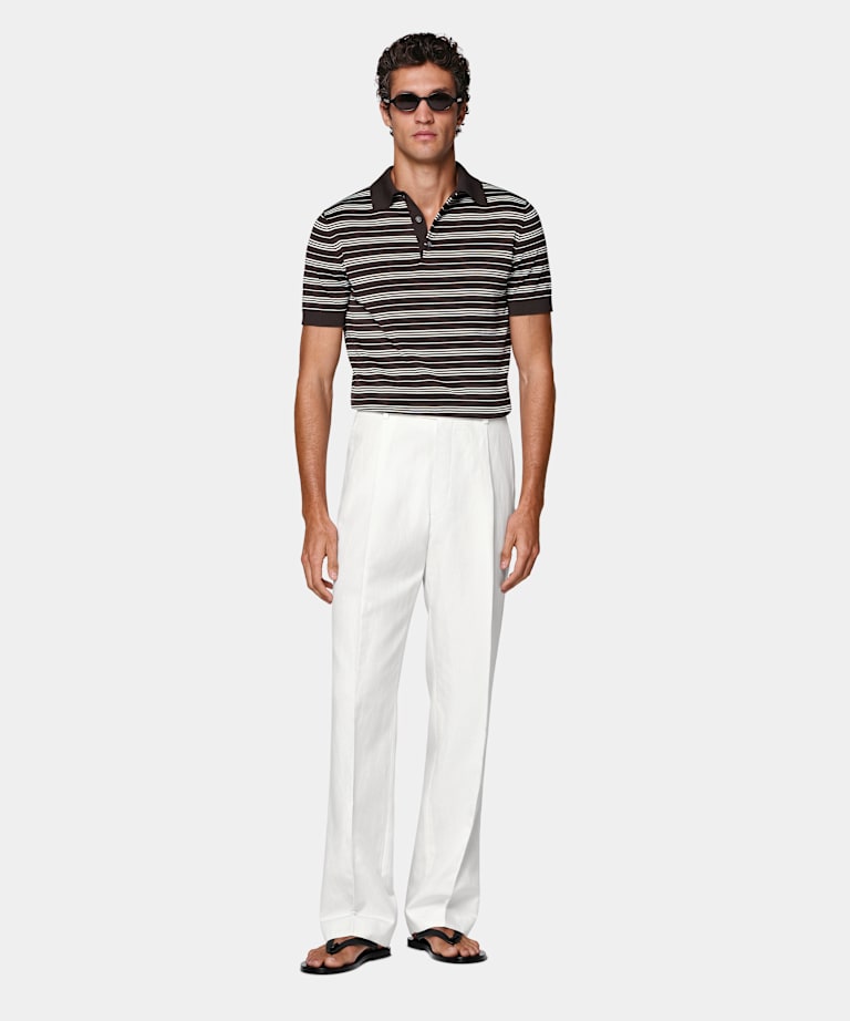 Pantalones color crudo Wide Leg Straight