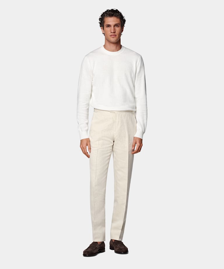 Sand Straight Leg Suit Trousers