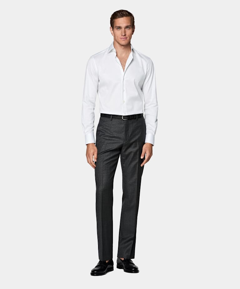 Dark Grey Straight Leg Suit Trousers