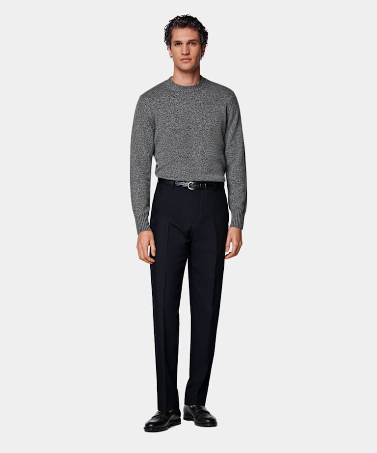 Navy Straight Leg Suit Trousers