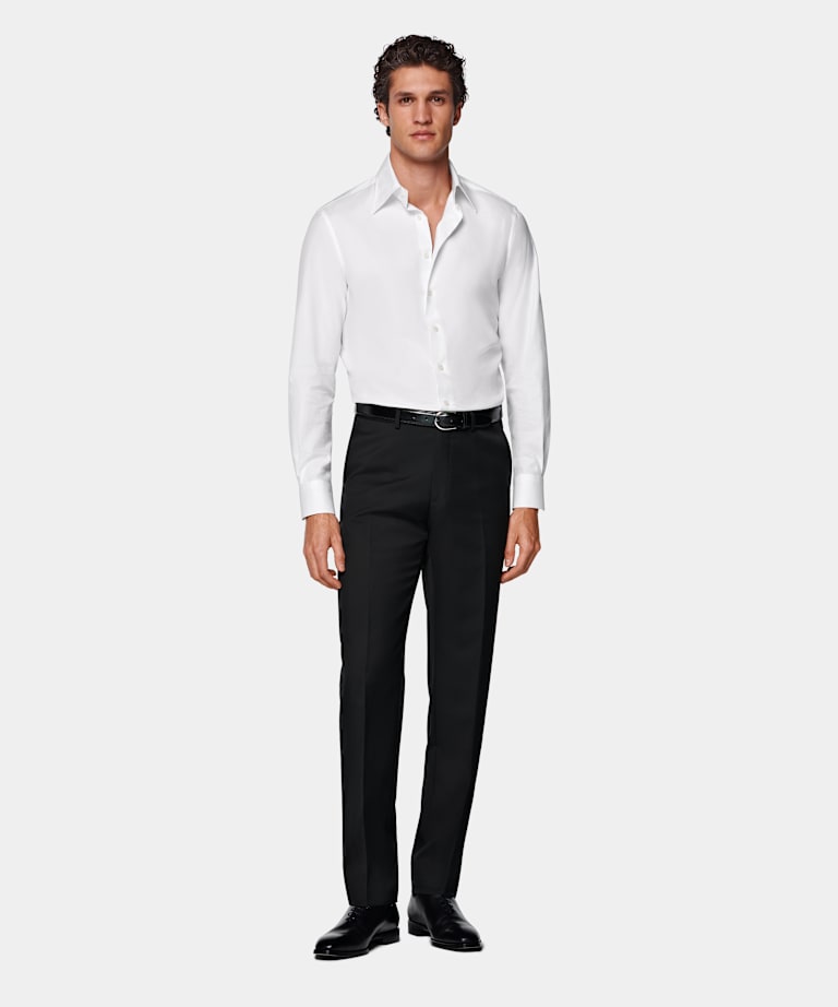 Black Slim Leg Straight Suit Trousers