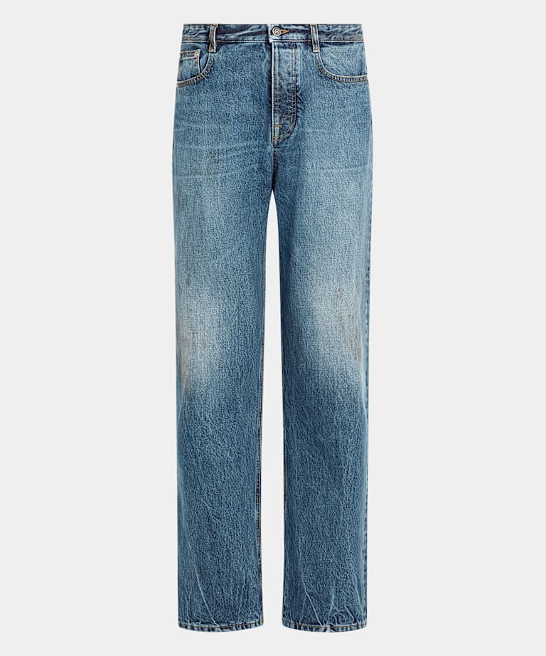 Mid Blue Straight Leg Jeans