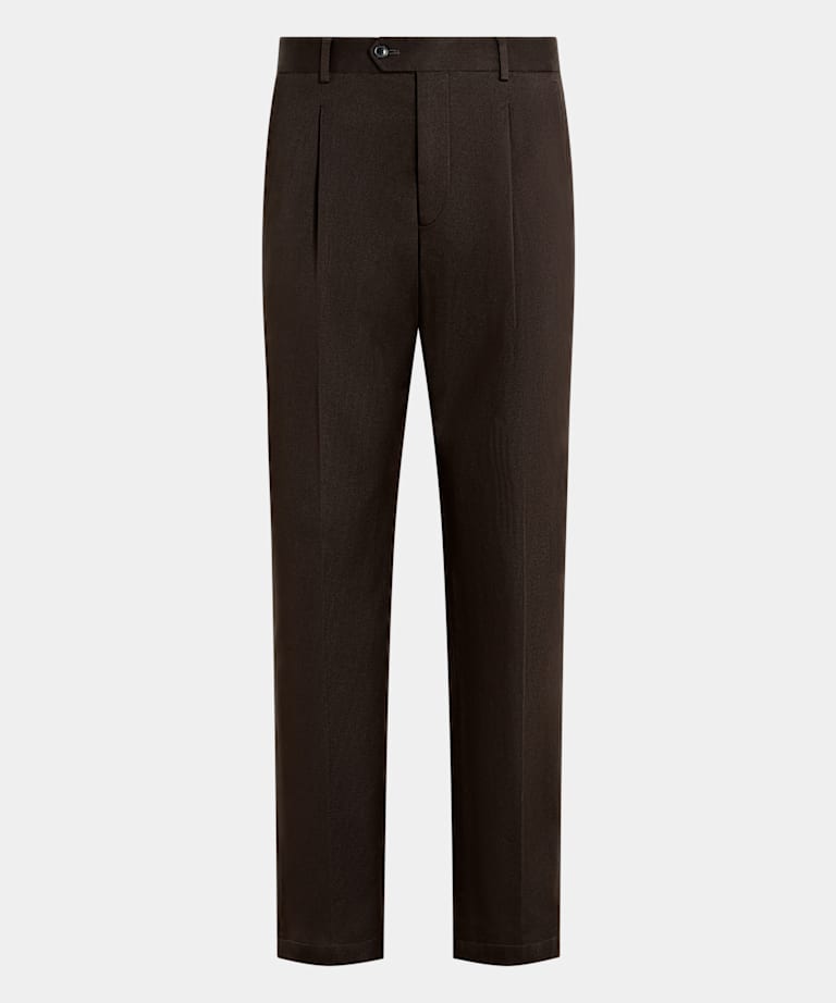 Dark Brown Wide Leg Tapered Chinos