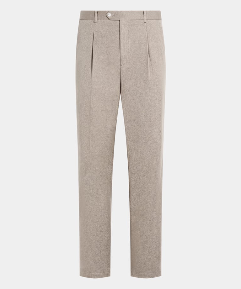 Light Taupe Wide Leg Tapered Chinos