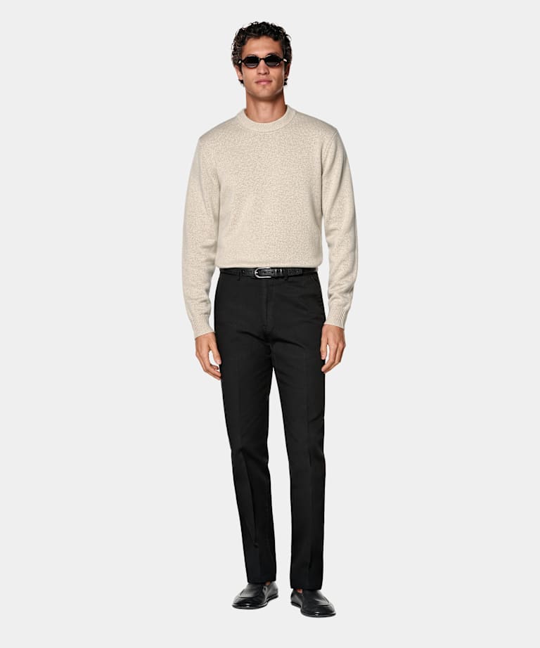 Black Slim Leg Straight Chinos