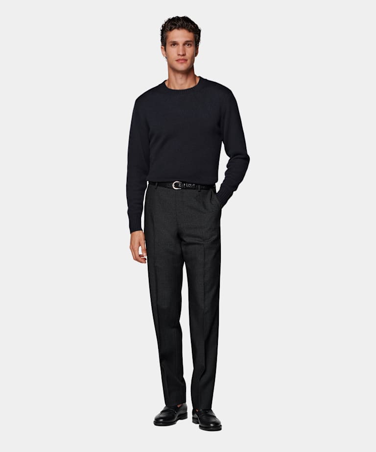 Dark Grey Straight Leg Trousers