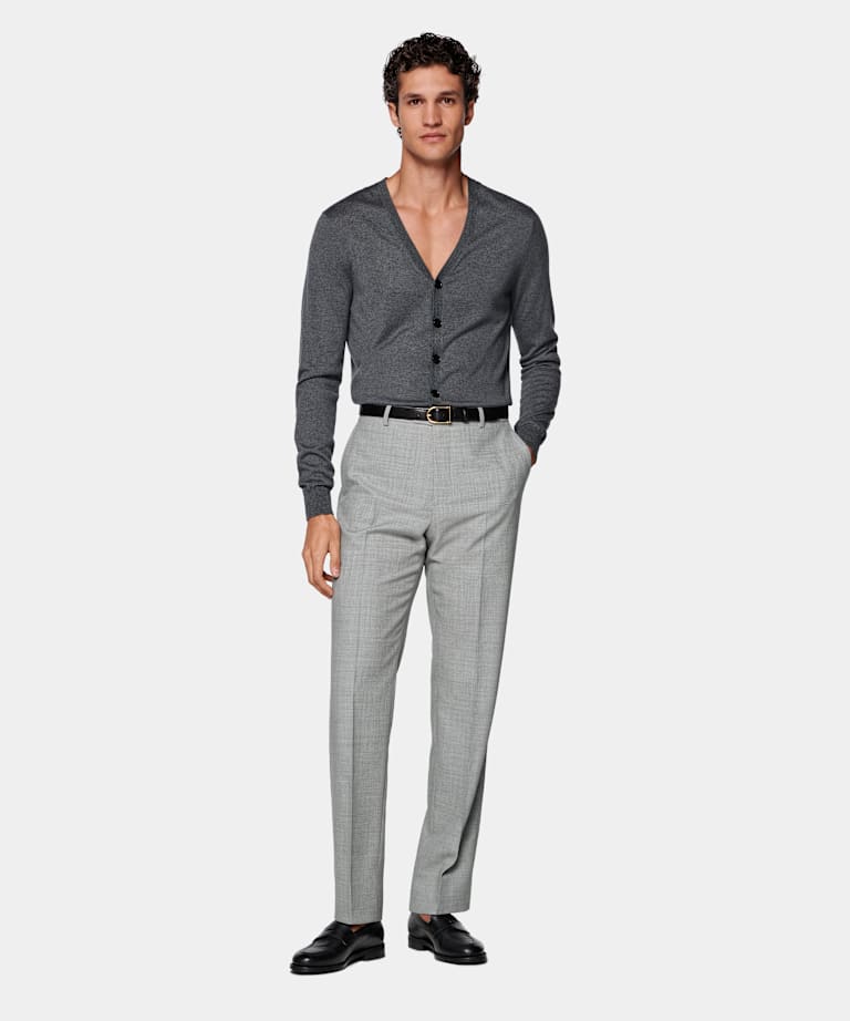 Light Grey Straight Leg Trousers