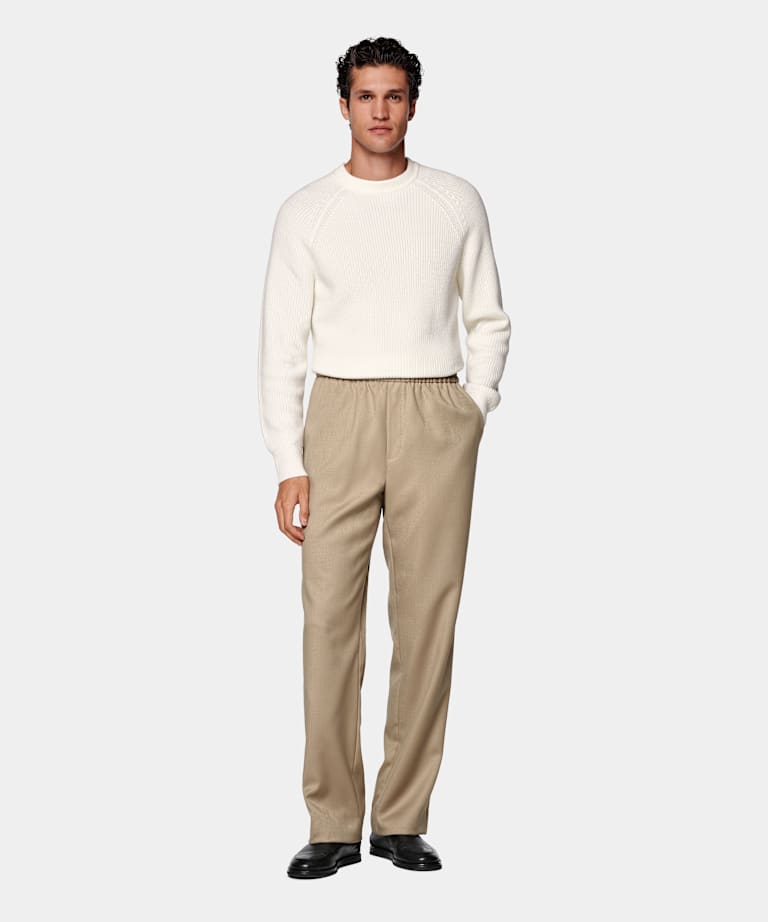 Mid Brown Wide Leg Straight Pants