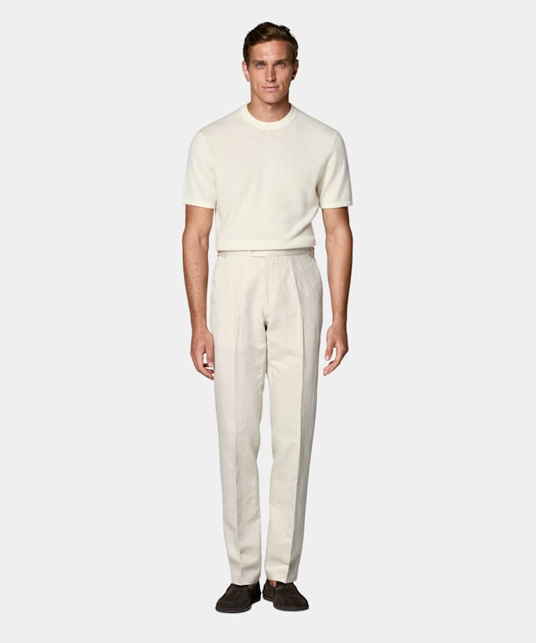 Sand Straight Leg Suit Pants