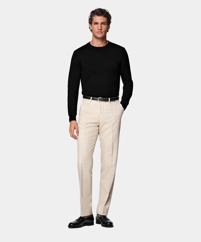 Beige Broek Slim Leg Straight