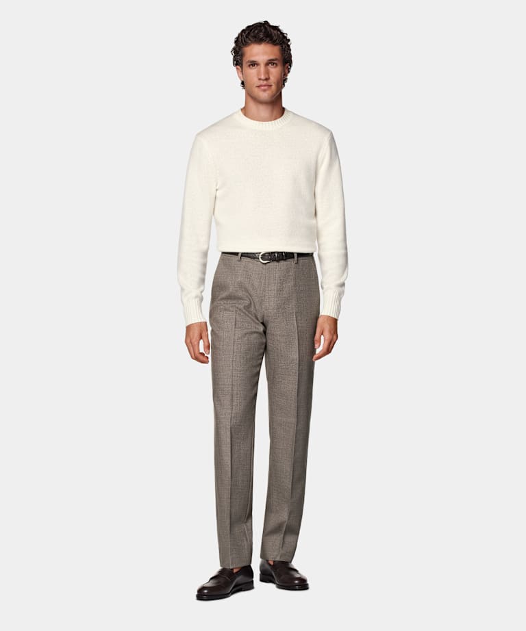 Pantalones de traje gris topo Straight Leg