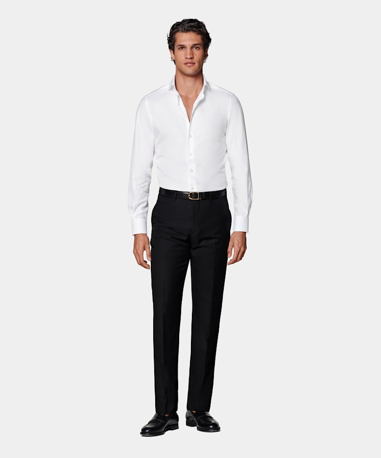 Pantalones de traje negros Slim Leg Straight