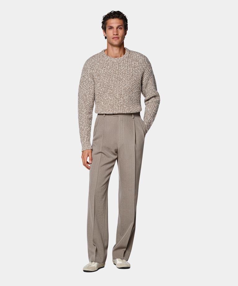 Pantalones Wide Leg de traje gris topo