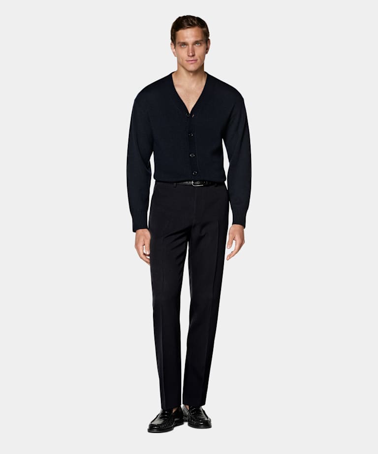 Navy Straight Leg Suit Trousers