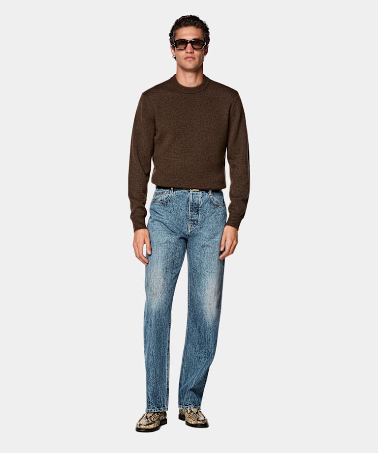 Mid Blue Straight Leg Jeans