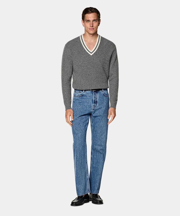 Mid Blue Straight Leg Jeans