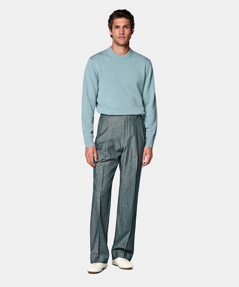 Pantalon Wide Leg bleu moyen