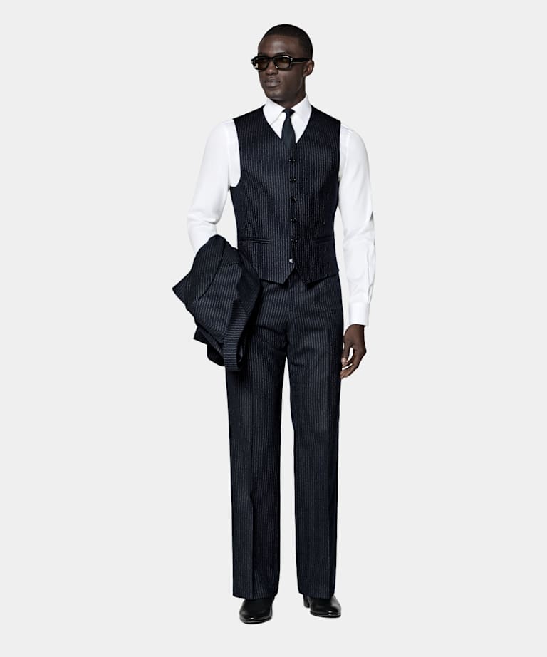 Navy Striped Waistcoat