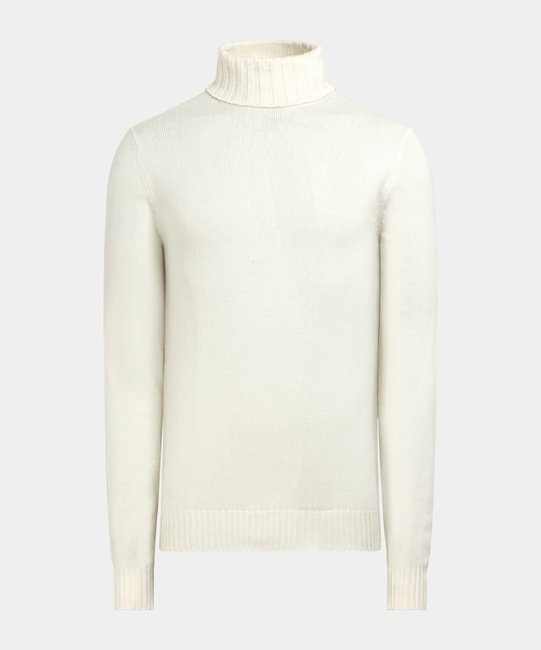 Jersey cuello alto color crudo
