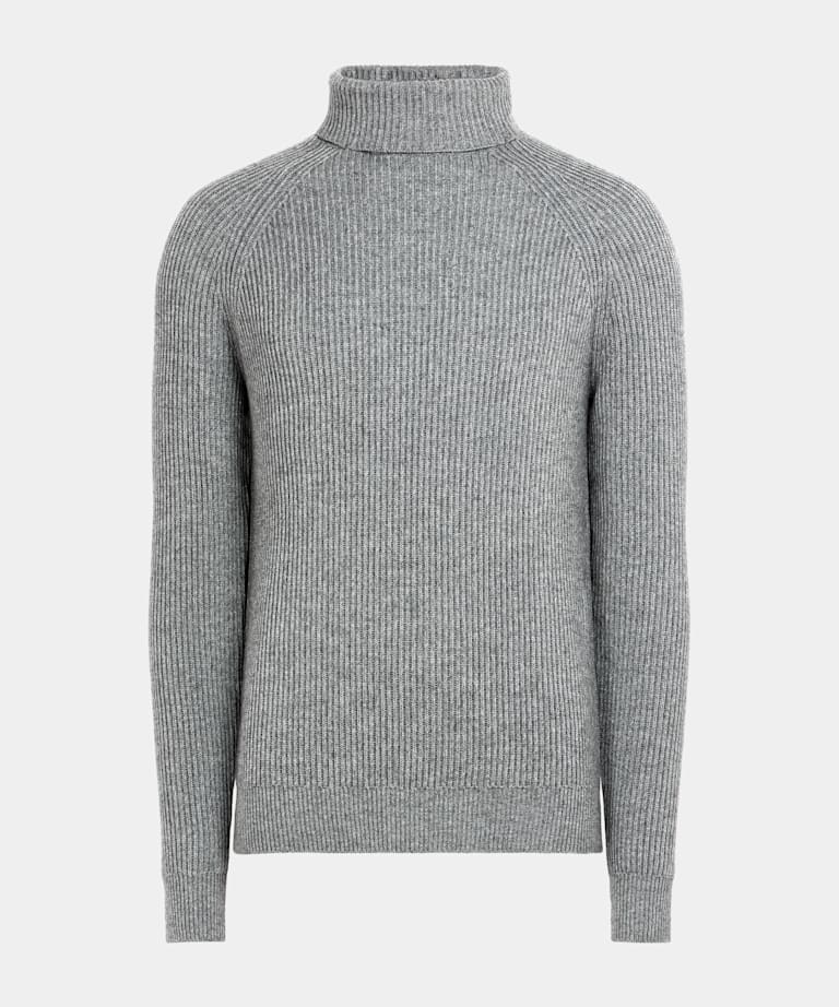 Jersey cuello alto gris ribeteado