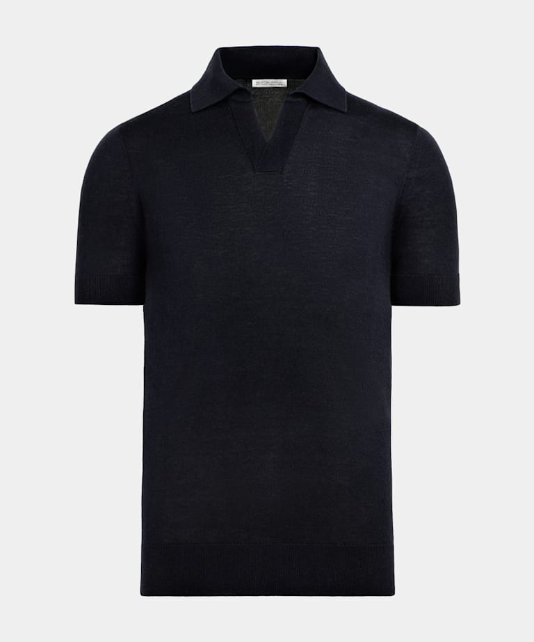 Navy Buttonless Polo