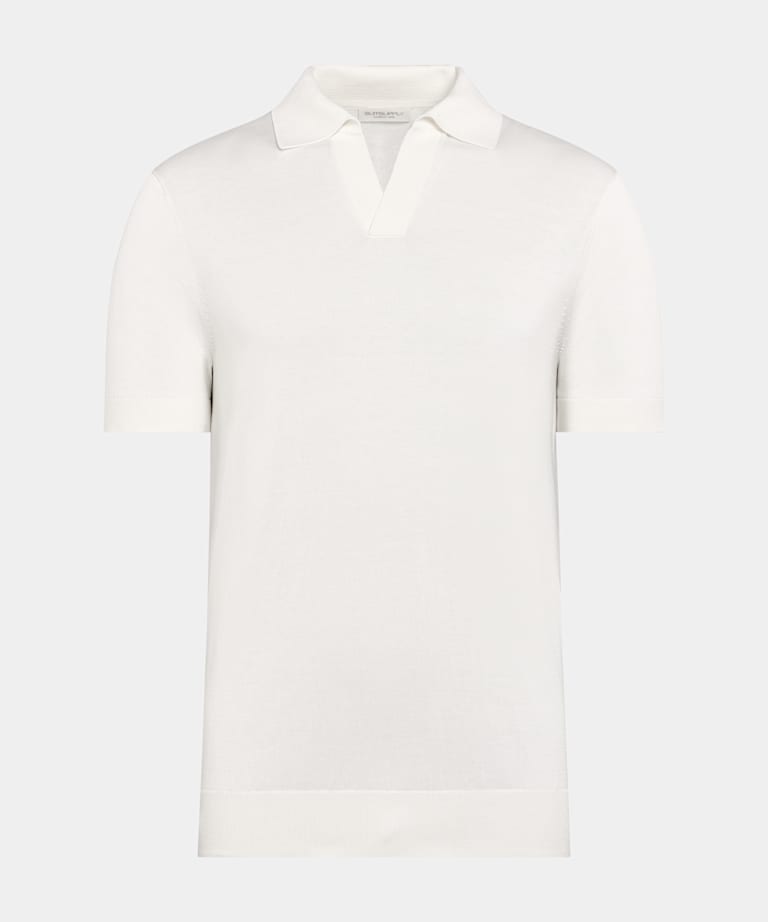 Polo sans boutons blanc cassé