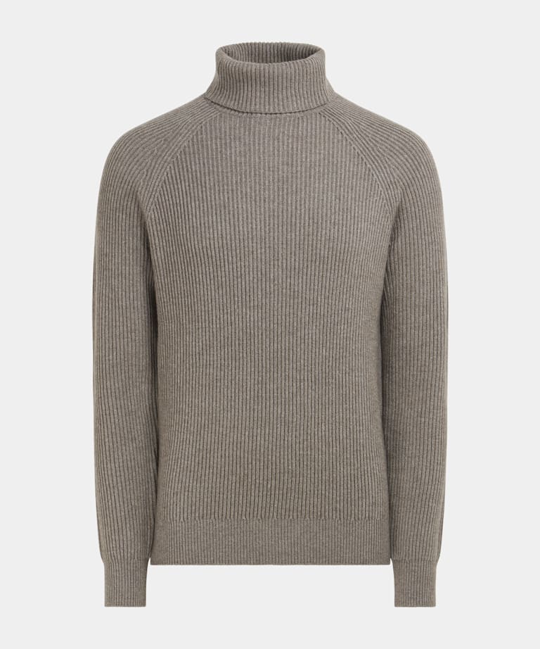 Cuello vuelto gris topo ribete