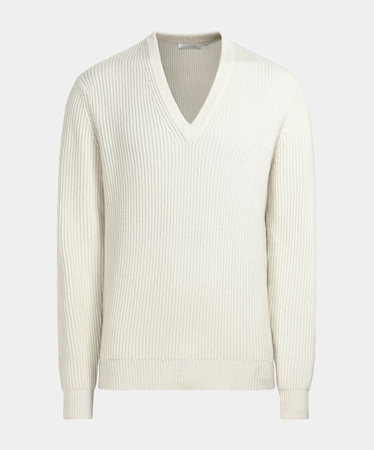 Off-White Ribbed V-Neck