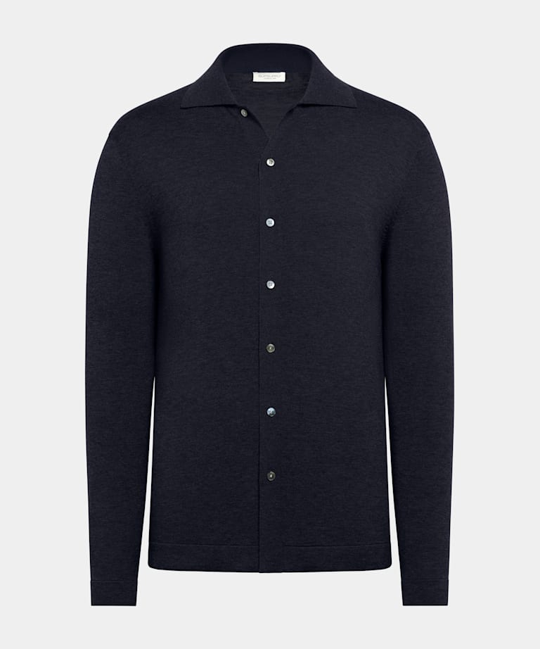 Navy Long Sleeve Polo Cardigan