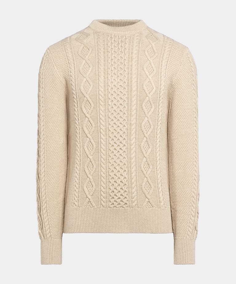 Light Brown Cable Crewneck