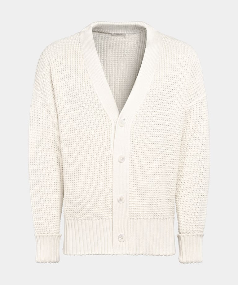 Cárdigan crochet extragrande color crudo