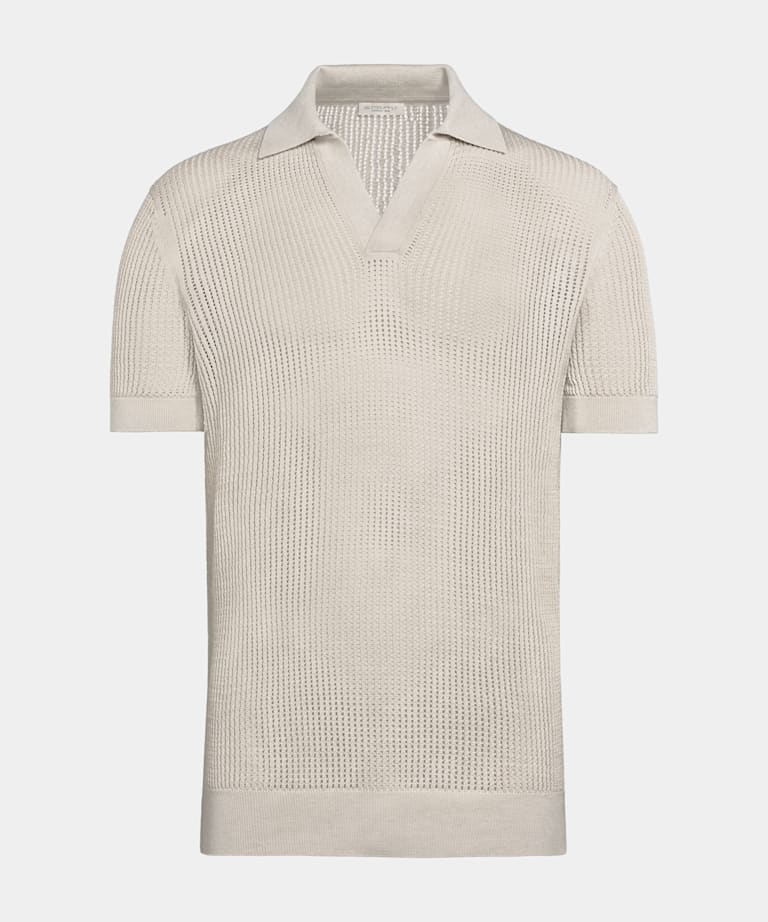 Polo crochet sans boutons sable