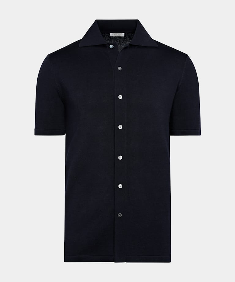 Cardigan type polo bleu marine