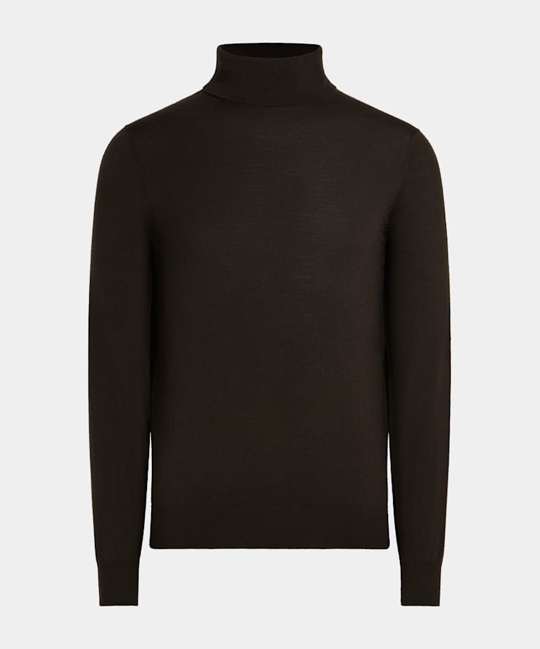 Merino Rollkragenpullover dunkelbraun