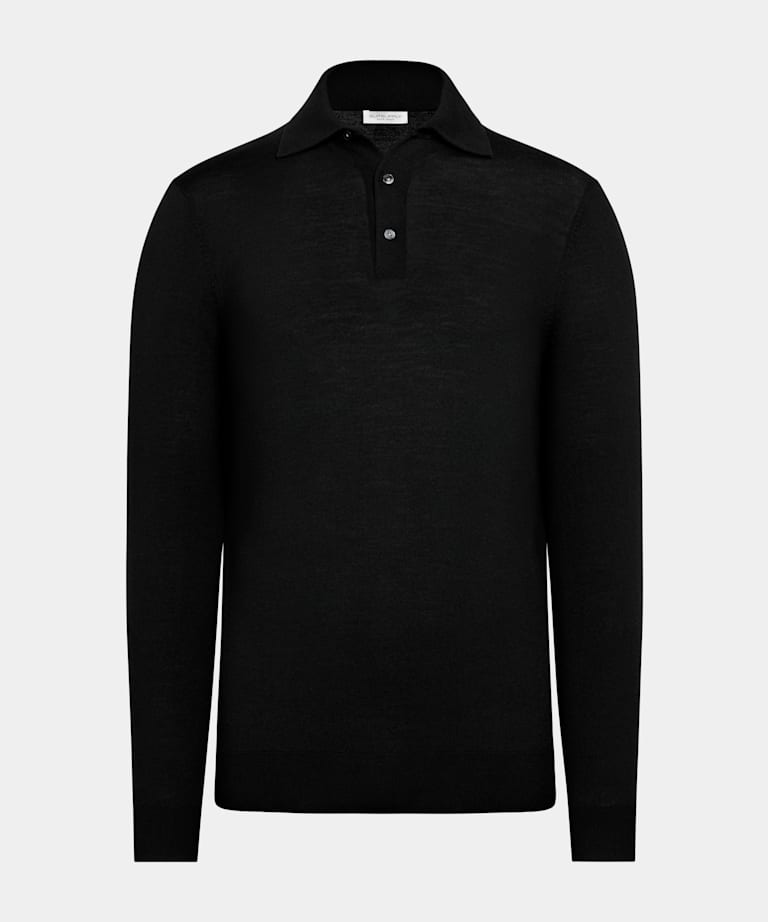 Polo de manga larga negro merino