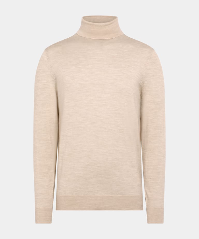 Merino Rollkragenpullover sand