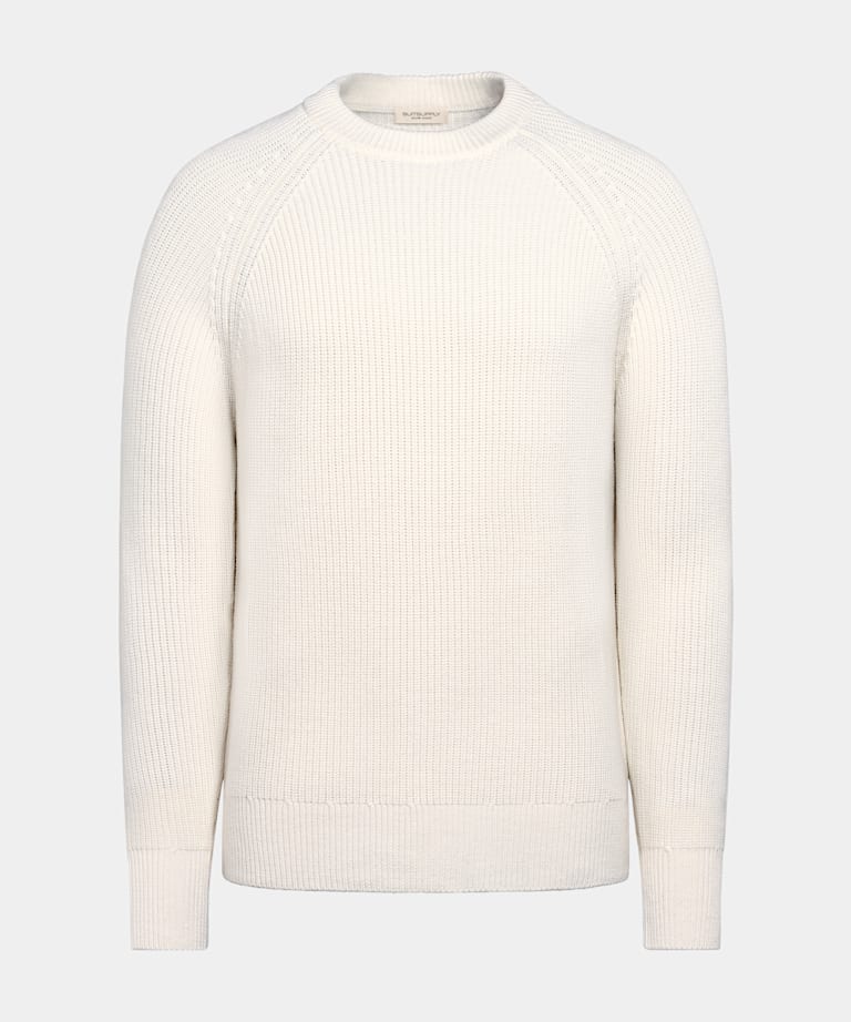 Off-White Merino Ribbed Crewneck
